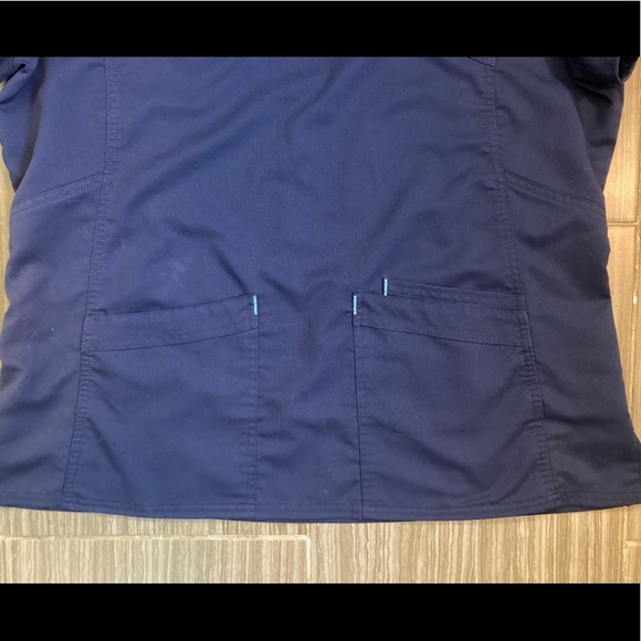 L Scrubstar scrub top, navy w/turquoise accents ๐ - Picture 3 of 4